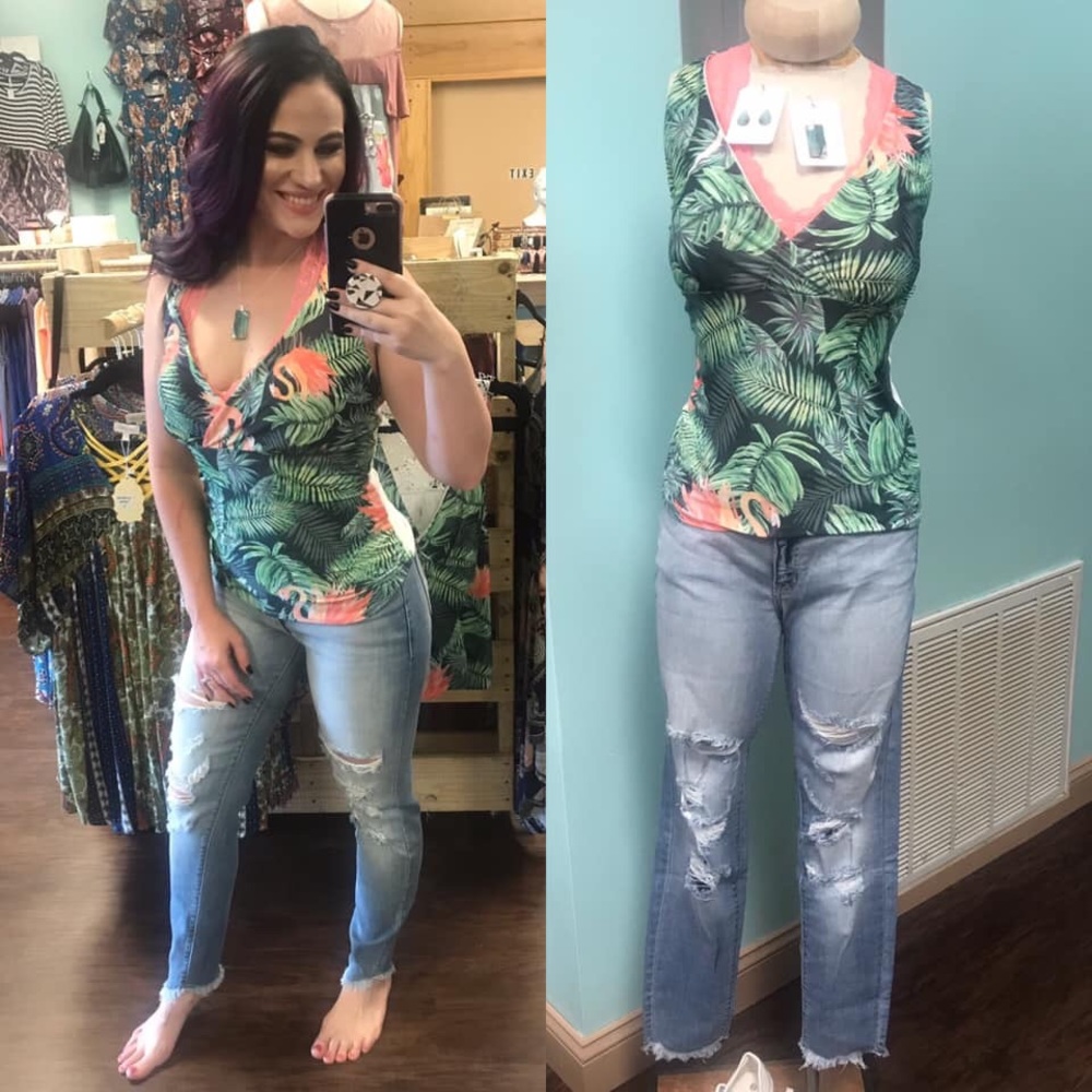 Palm Tree Flamingo Tropical Tank